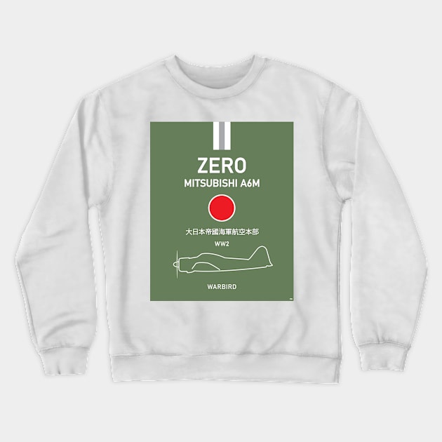 Mitsubishi A6M Zero WW2 Warbird Japan Crewneck Sweatshirt by PB Mary